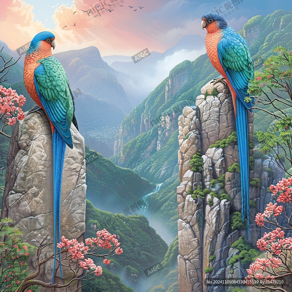 远山飞鸟装饰画