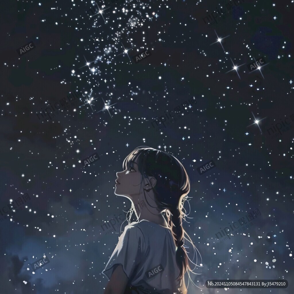 星空下的少女
