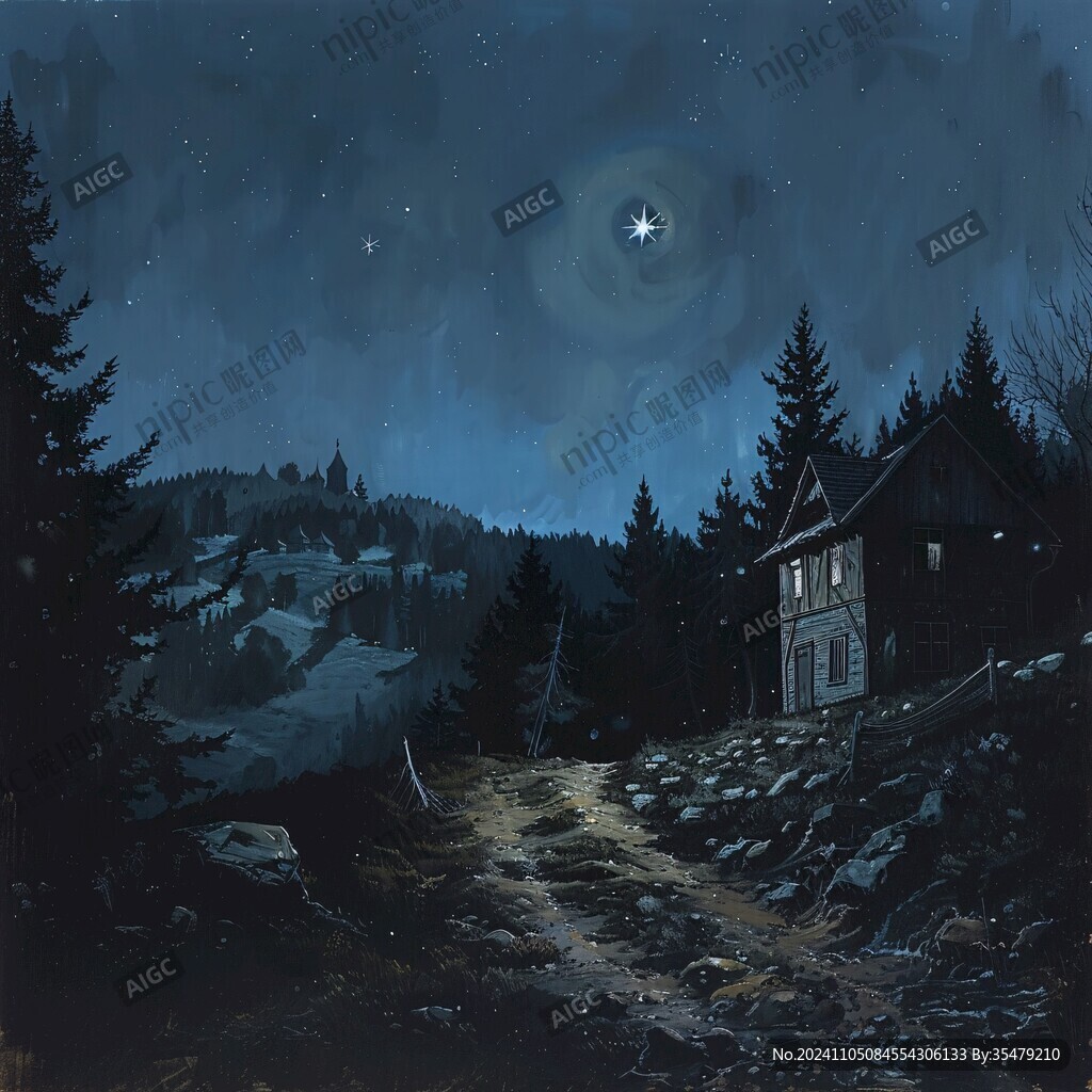 夜景油画