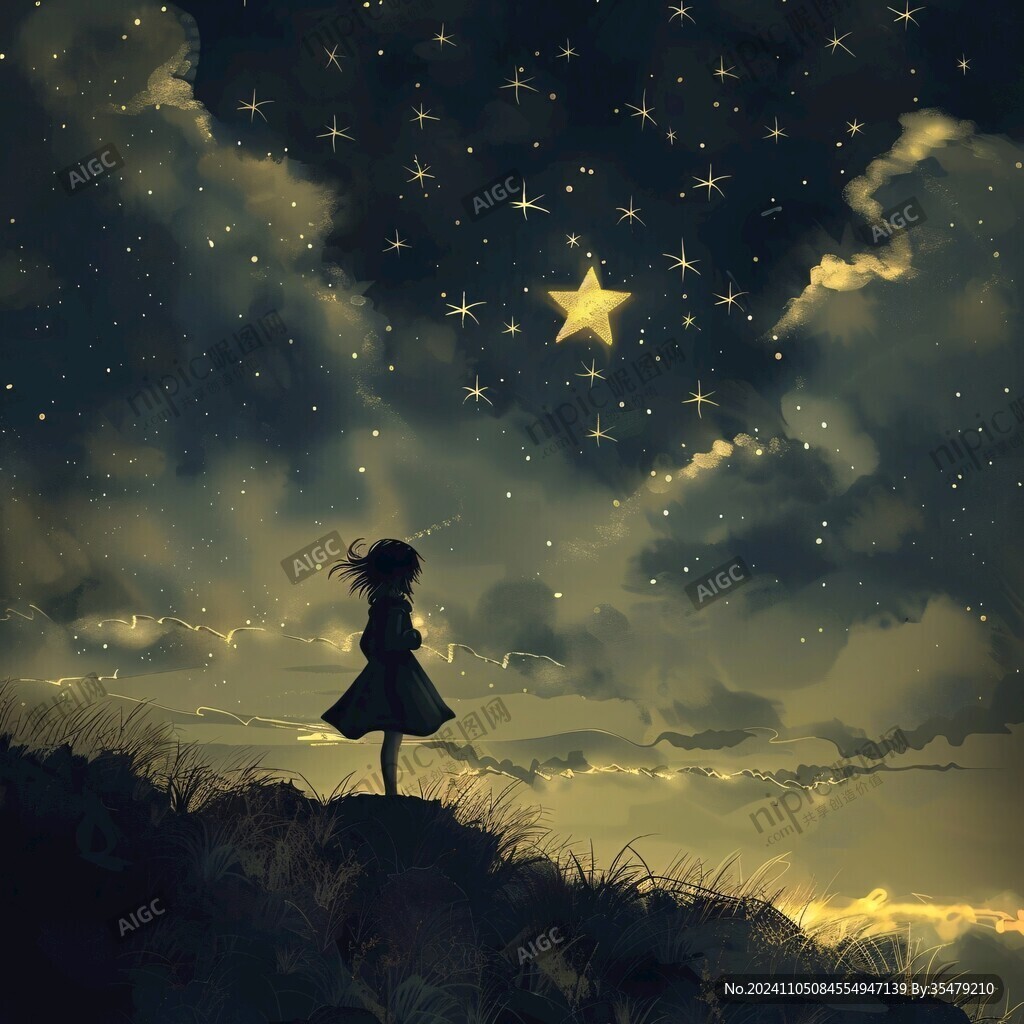 星空下的少女