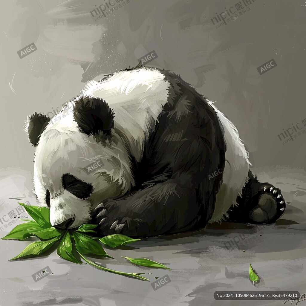 写实熊猫插画