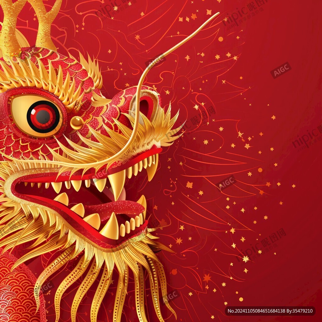 线圈插画龙年背景