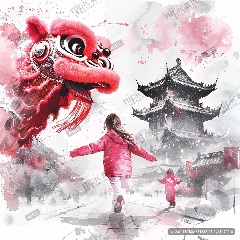 中国插画中国水彩旅游