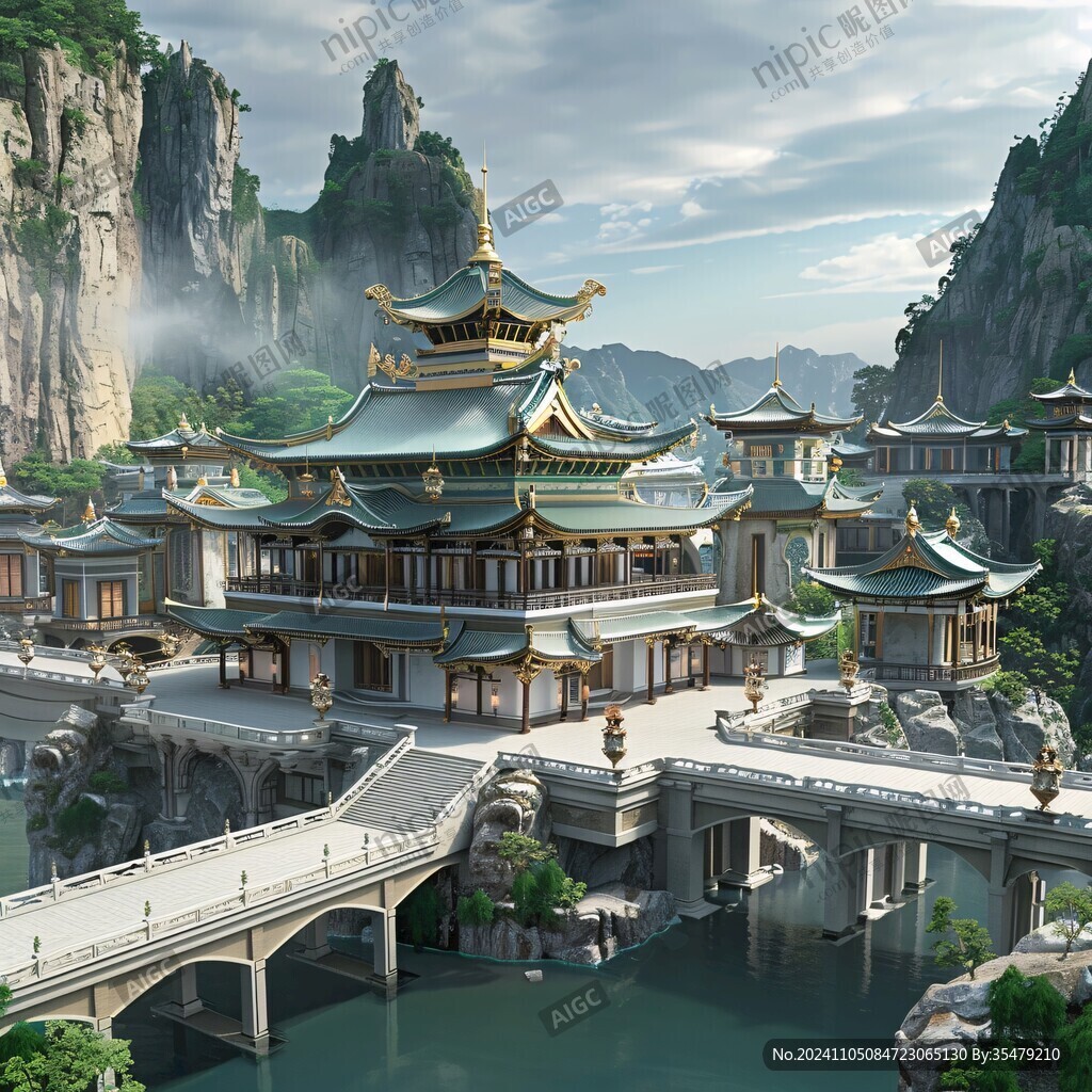 宫殿楼阁仙境仙人大殿