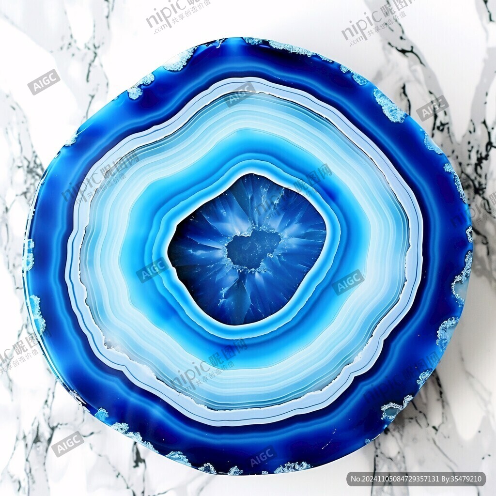 蓝色透光大理石装饰画
