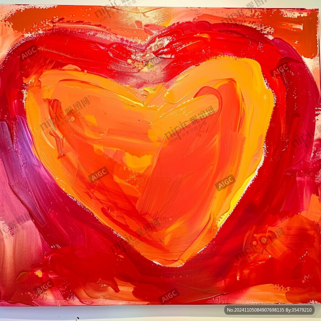 爱心桃心油画