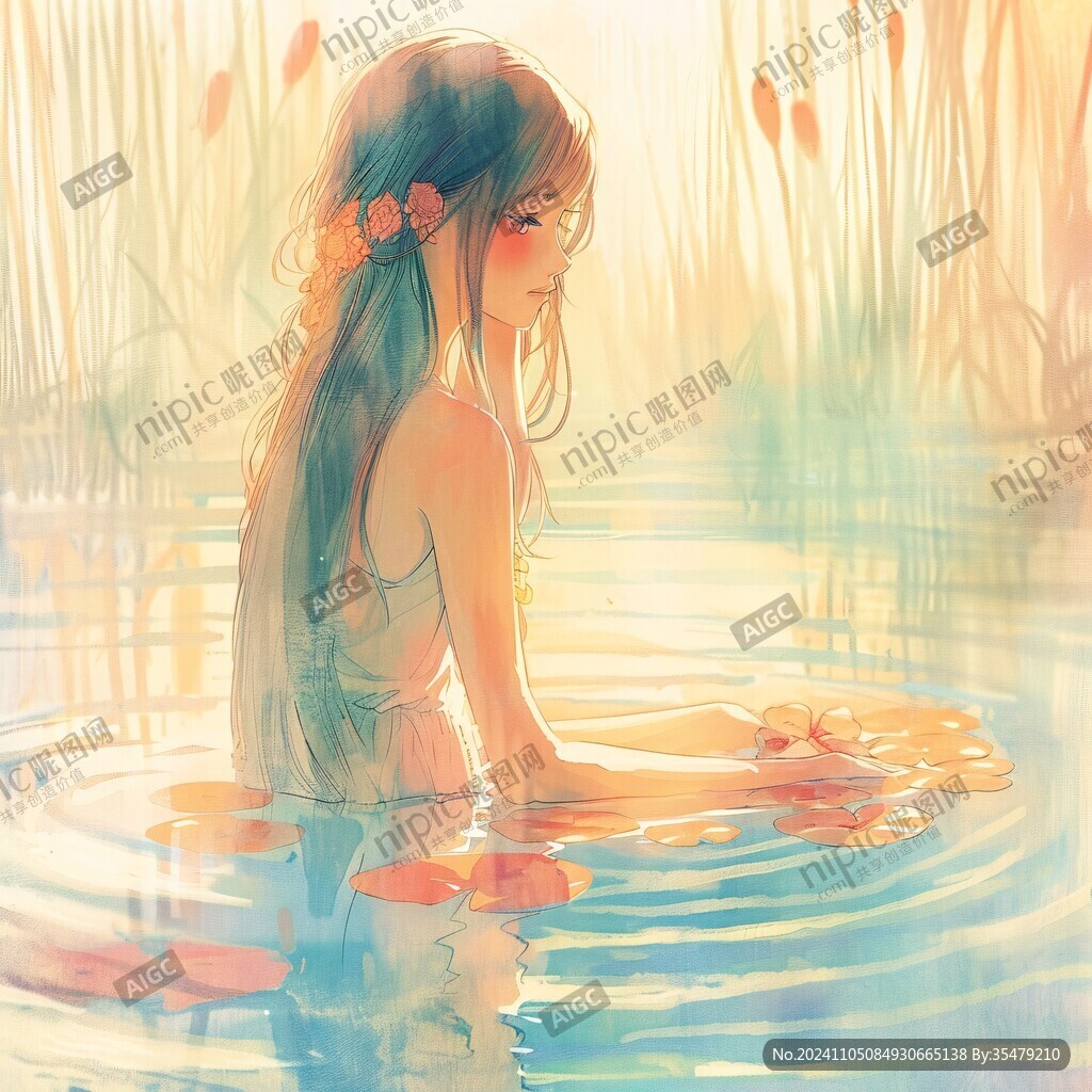 唯美意境少女插画