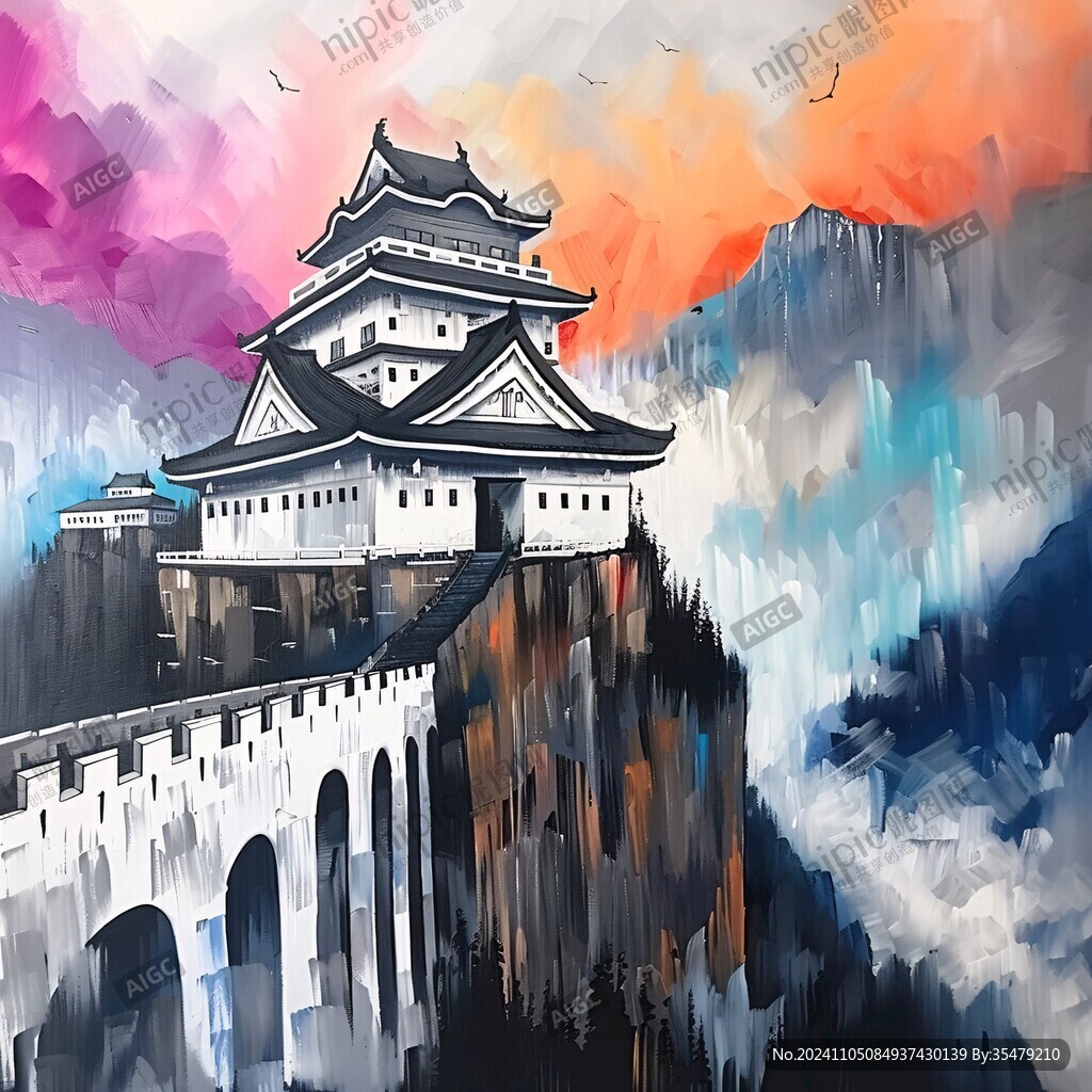 古城楼插画