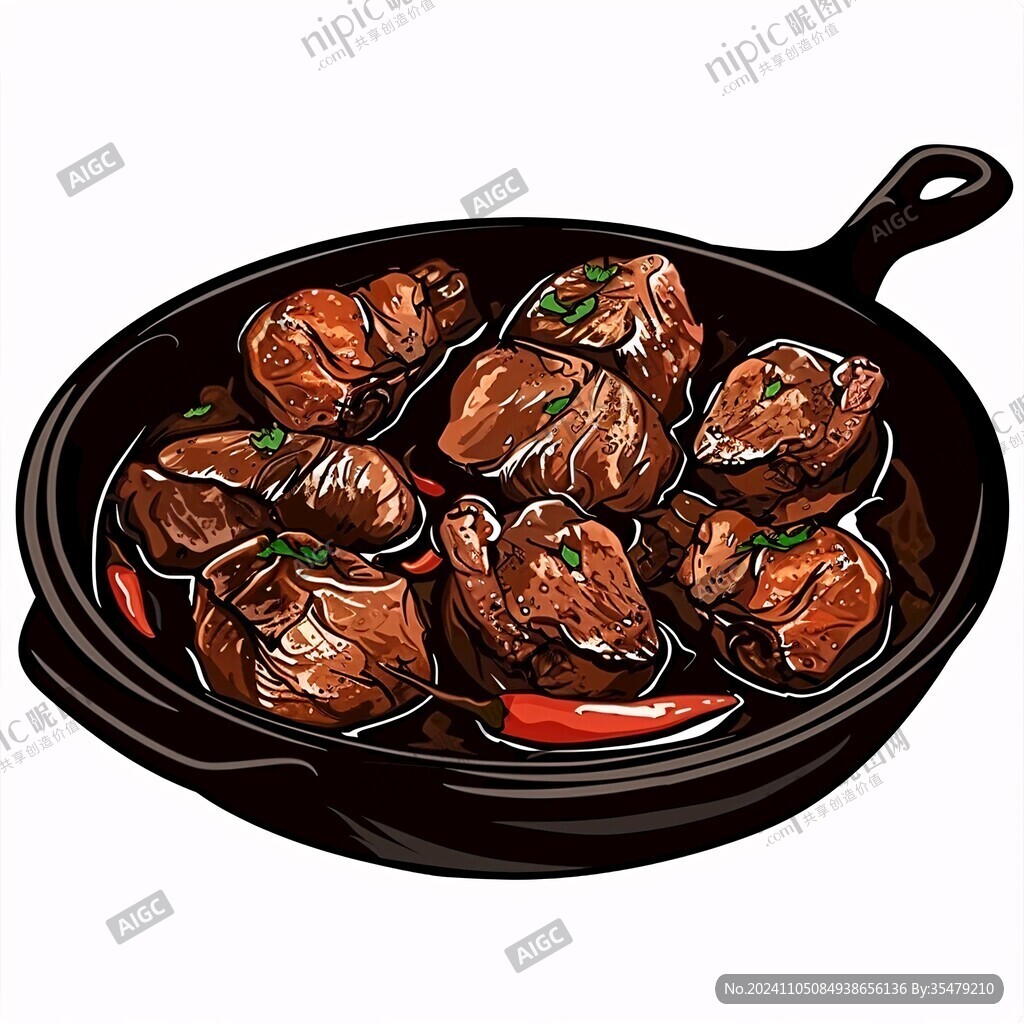 干锅鸭头插画