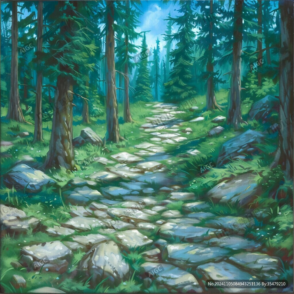 林间小道风景画