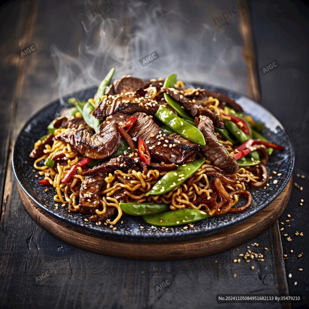 高清大图牛肉炒拉面