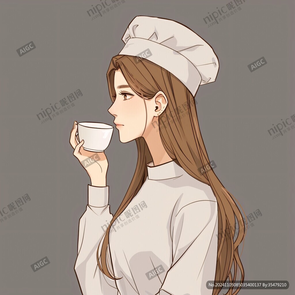 倒牛奶的女仆插画