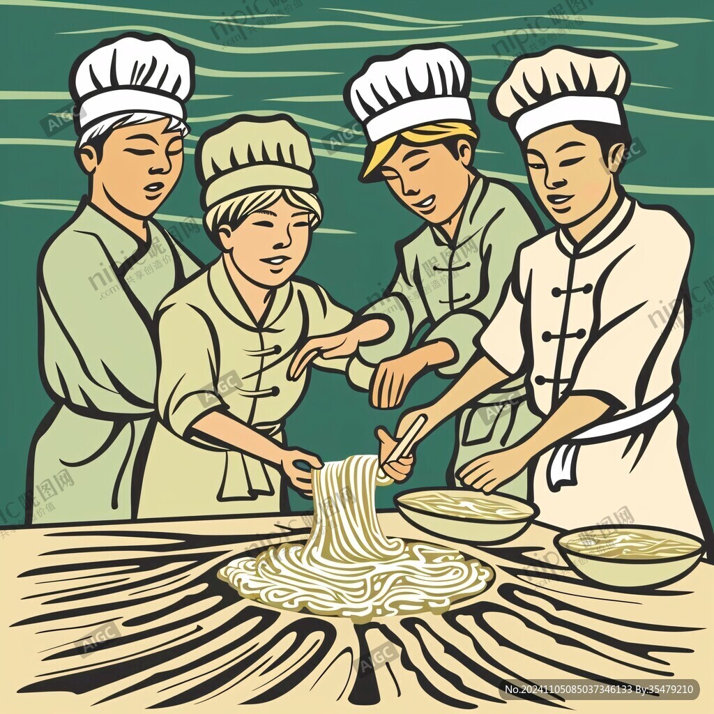 面条制作插画
