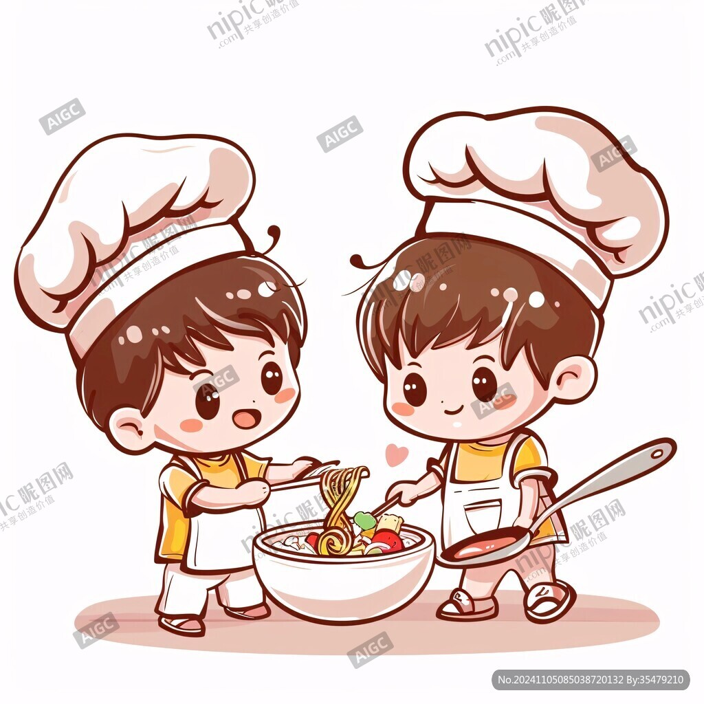 做美食男孩插画