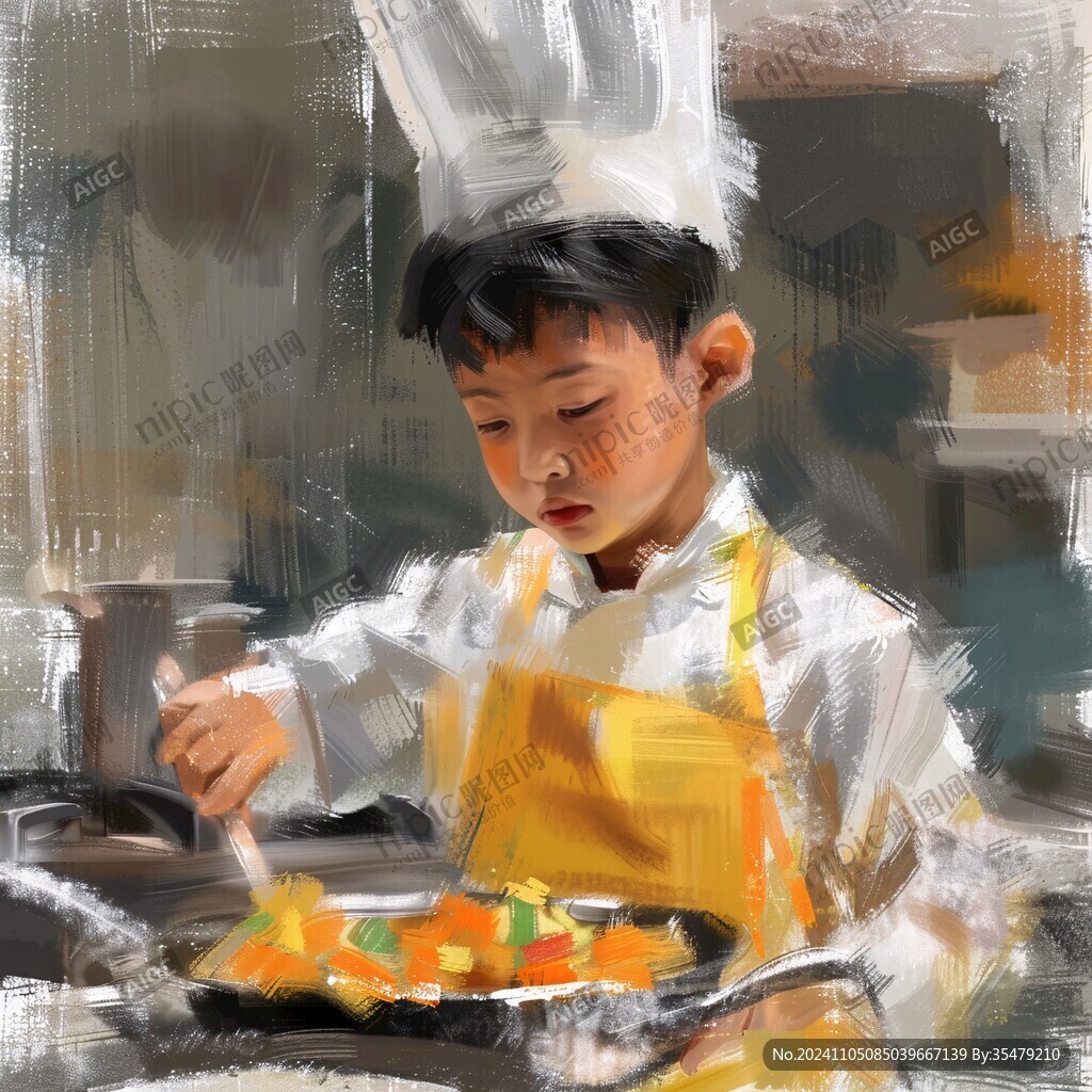 做美食男孩插画