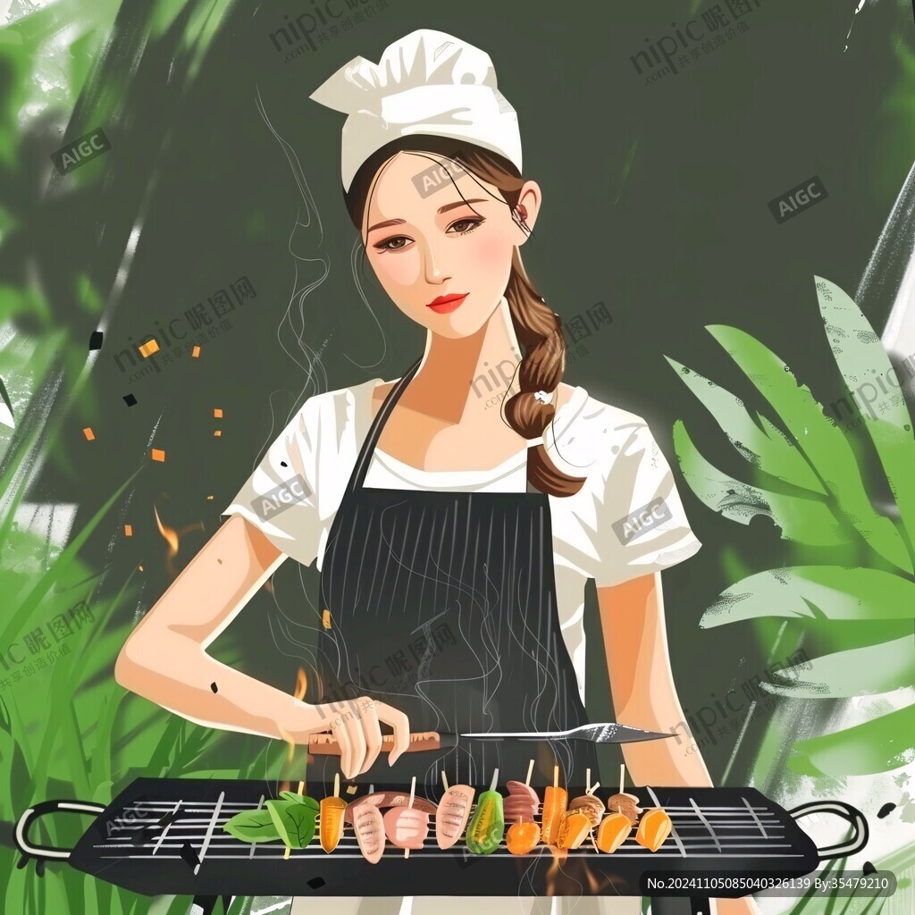 烧烤美插画