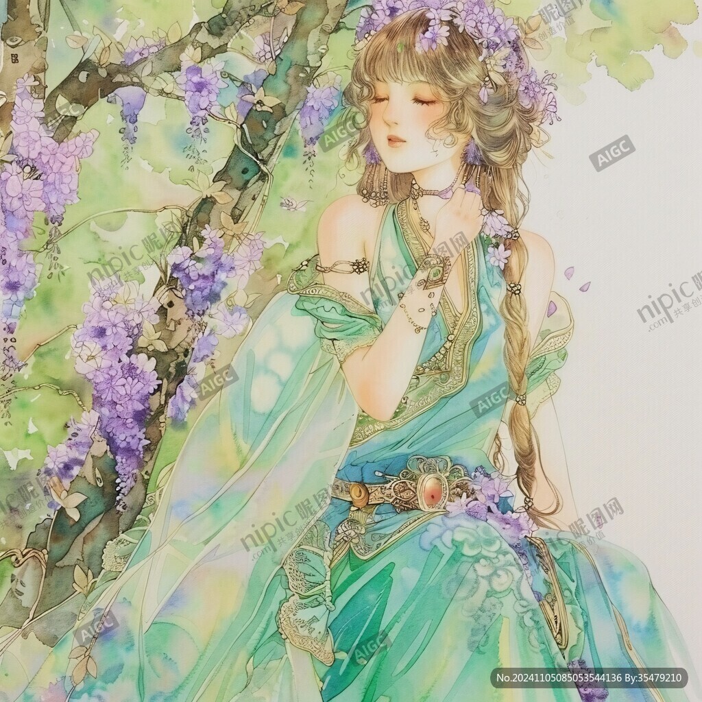 紫藤花与美人