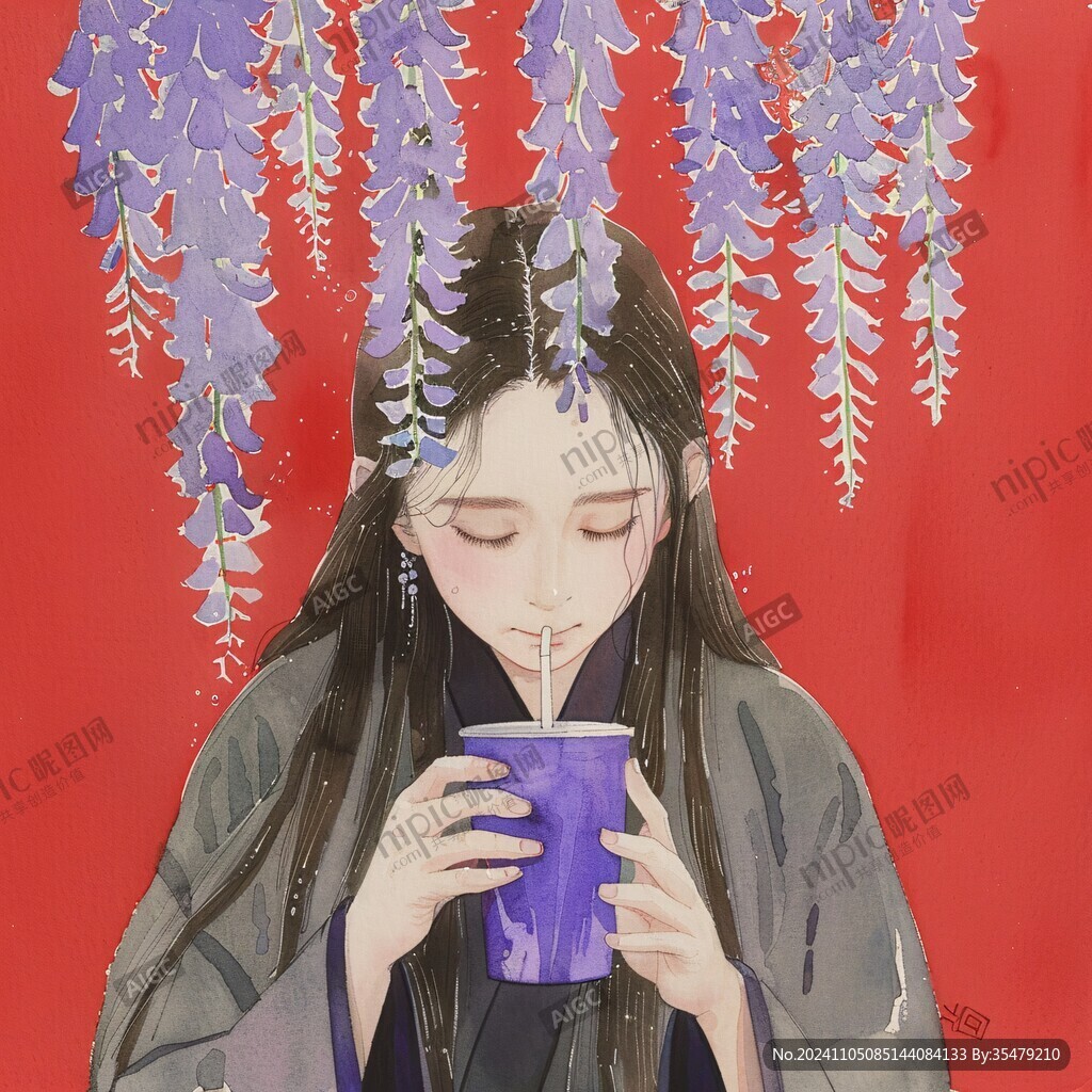 茶叶女孩插画