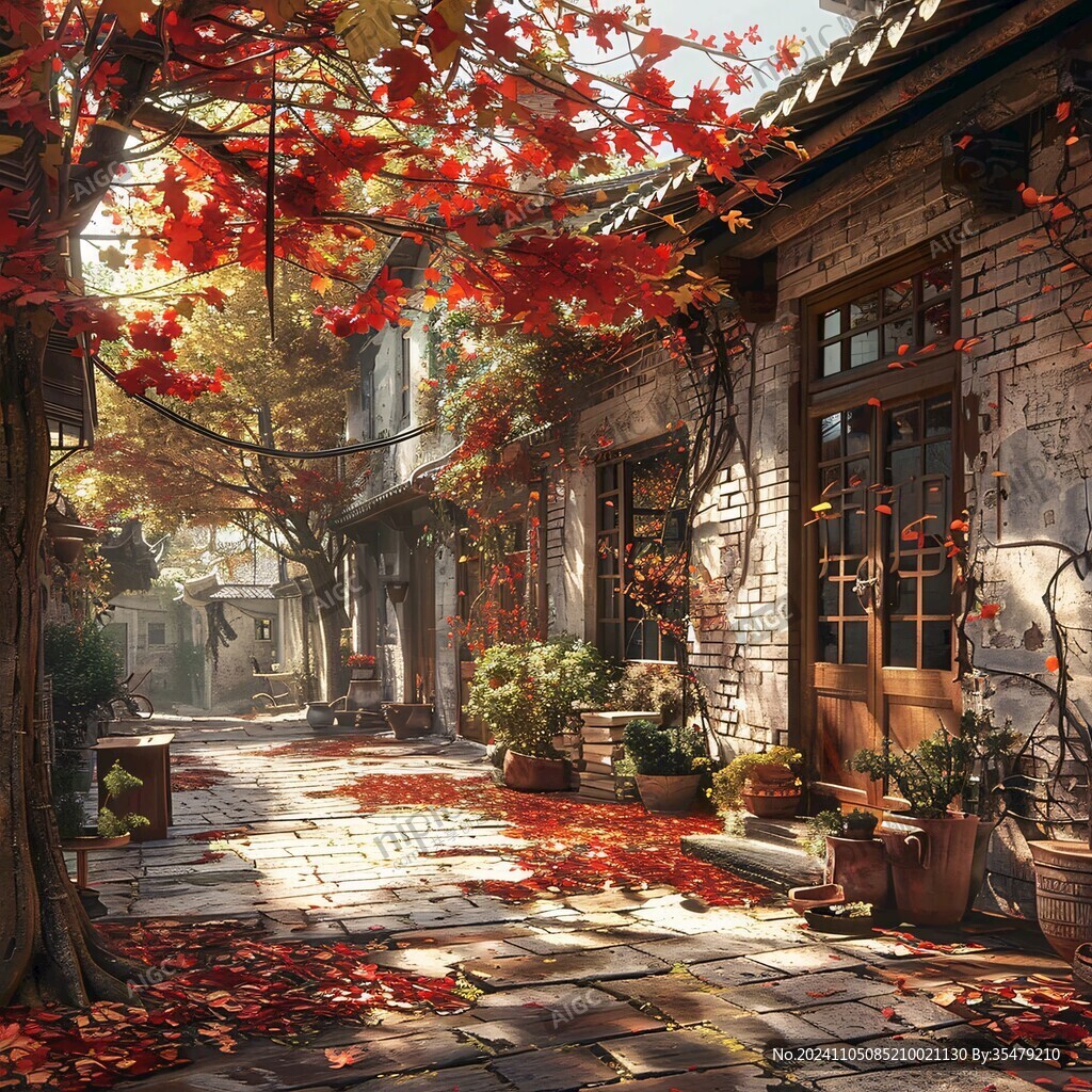 复古巷子秋景