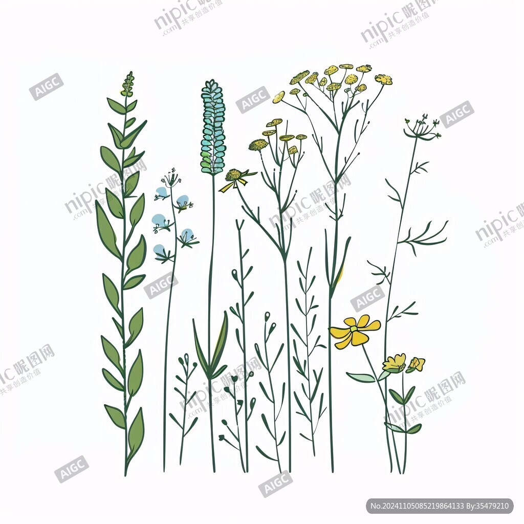 高清手绘草本