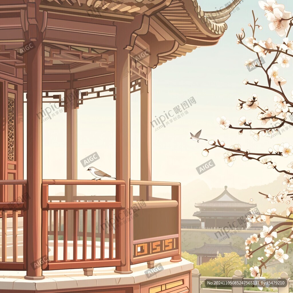亭子插画