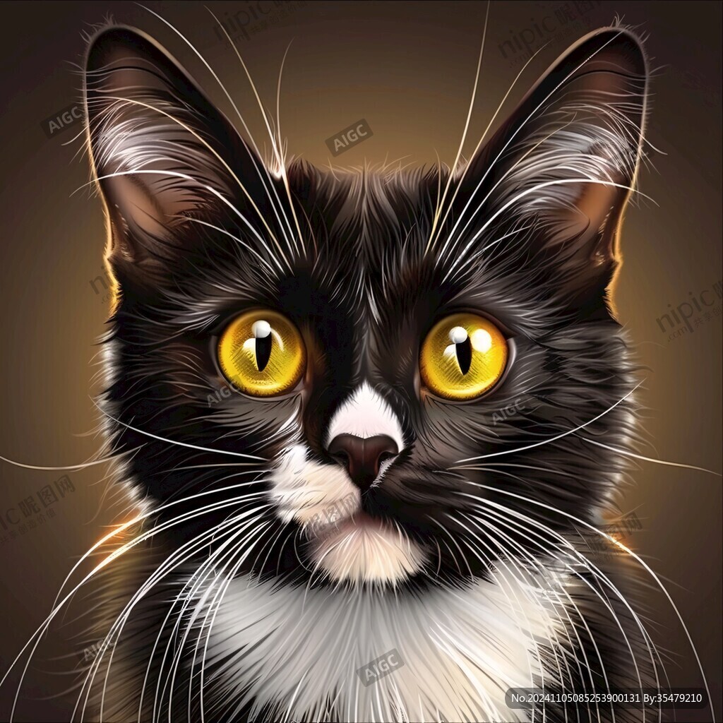 手绘大眼萌猫咪装饰画