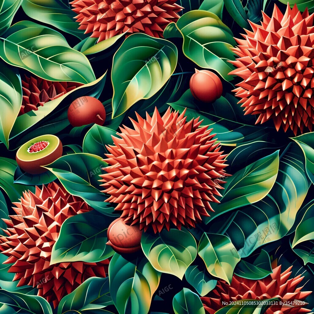 国潮荔枝插画