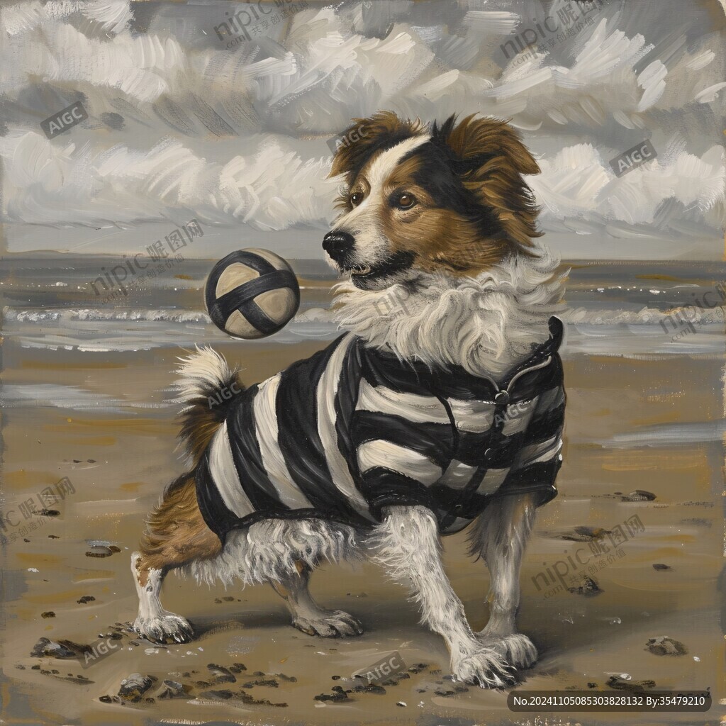 漂亮的狗狗油画