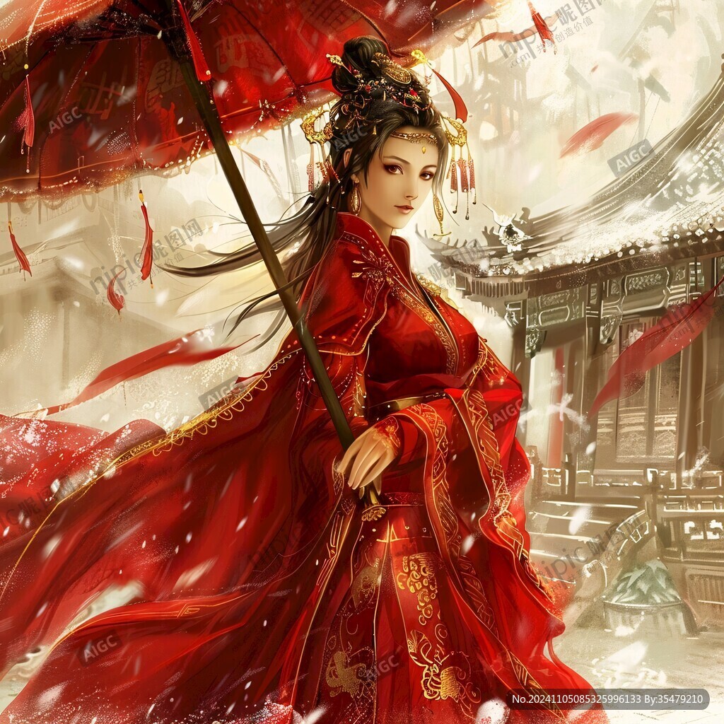 红衣少女设计古风