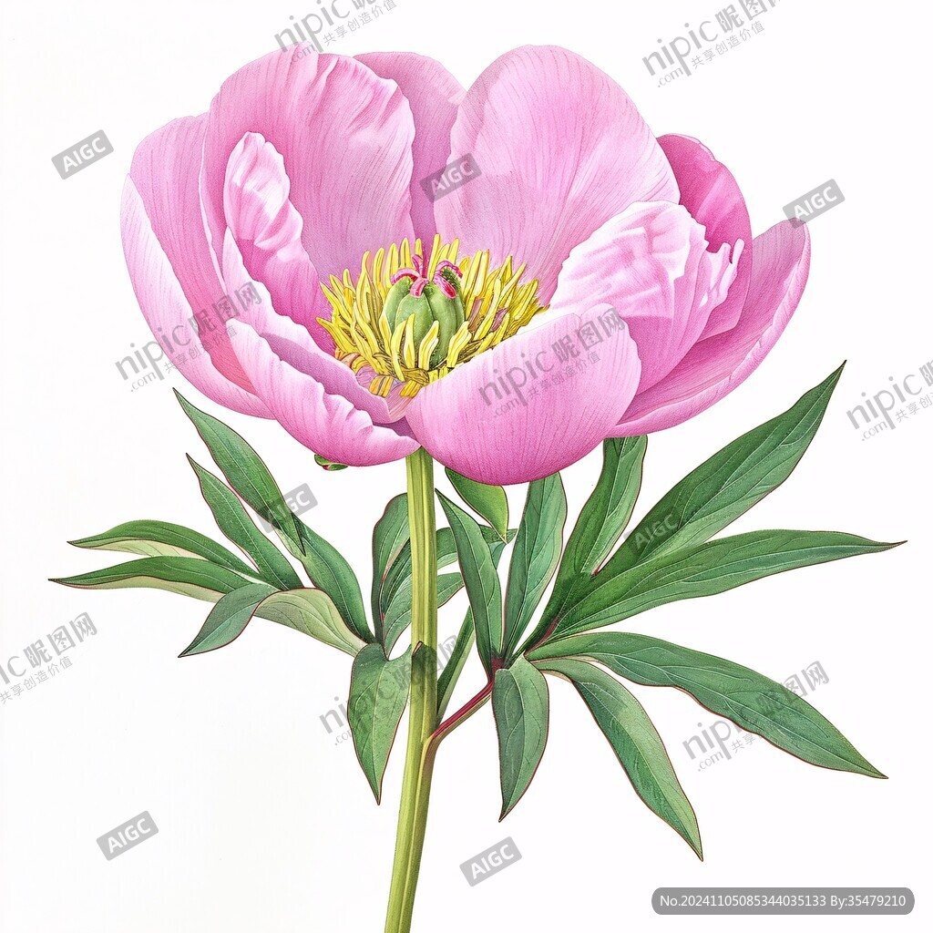 芍药花手绘