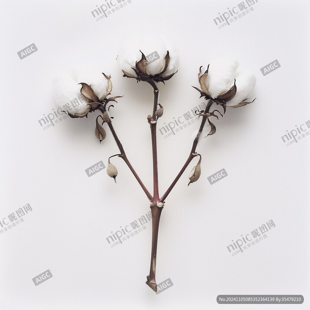新鲜棉花花卉