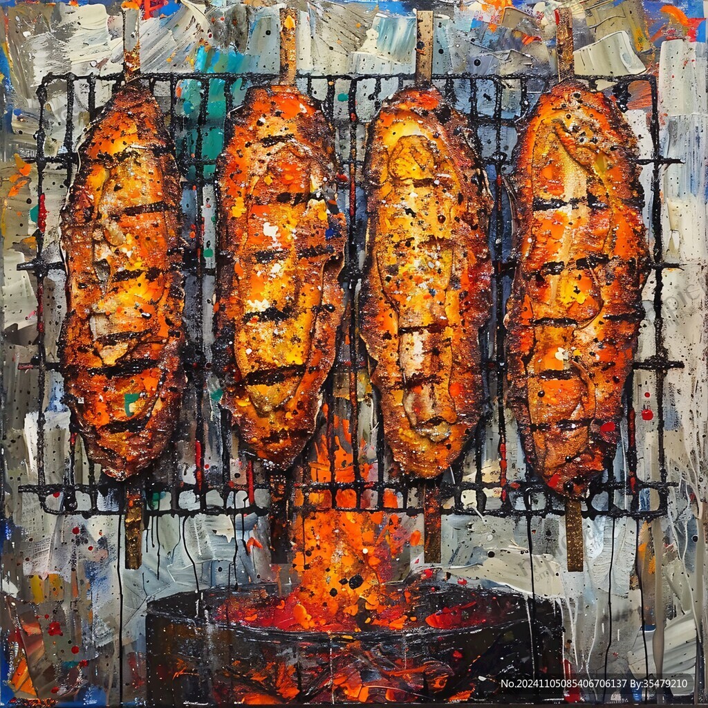 烤鸡翅装饰画