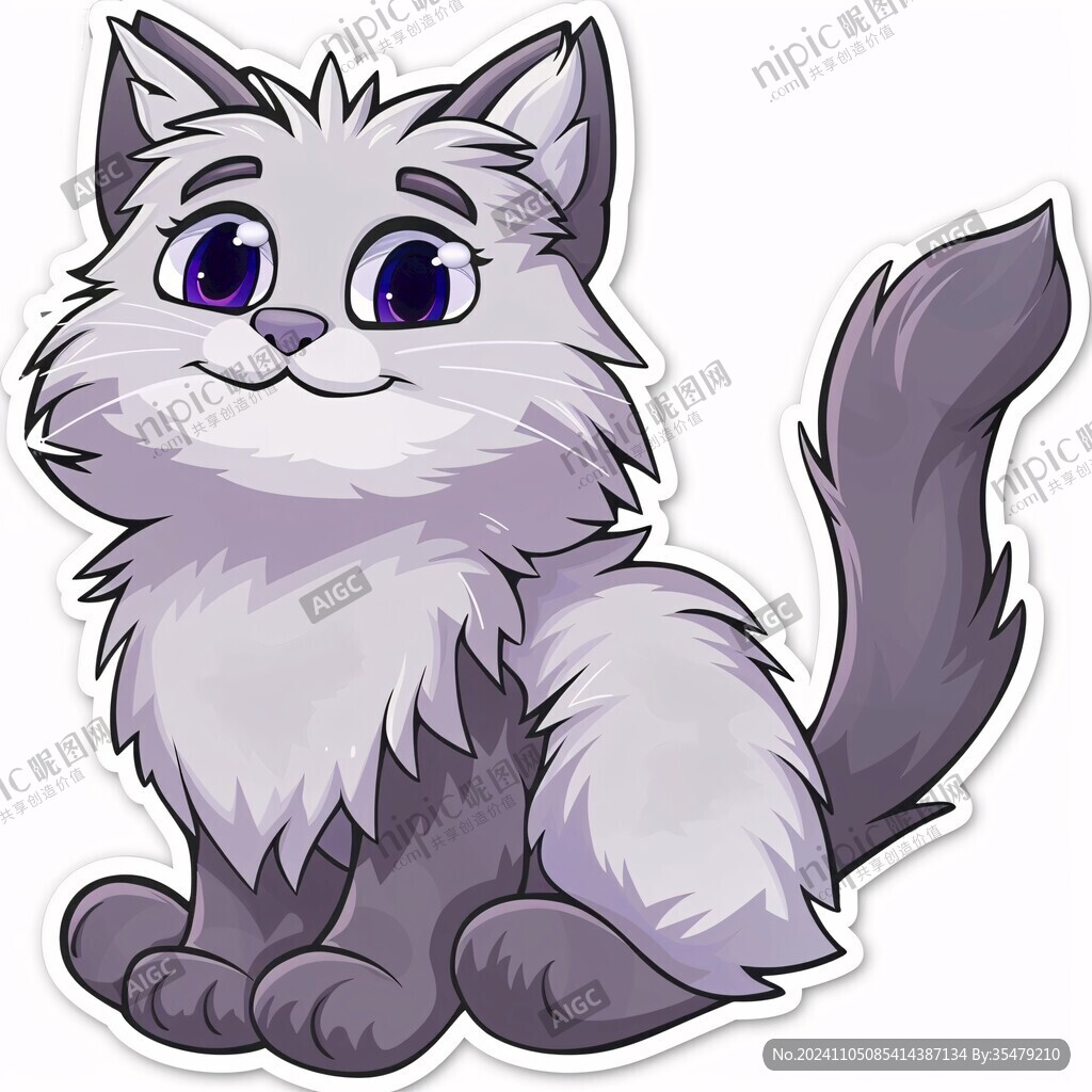 卡通长毛猫插画