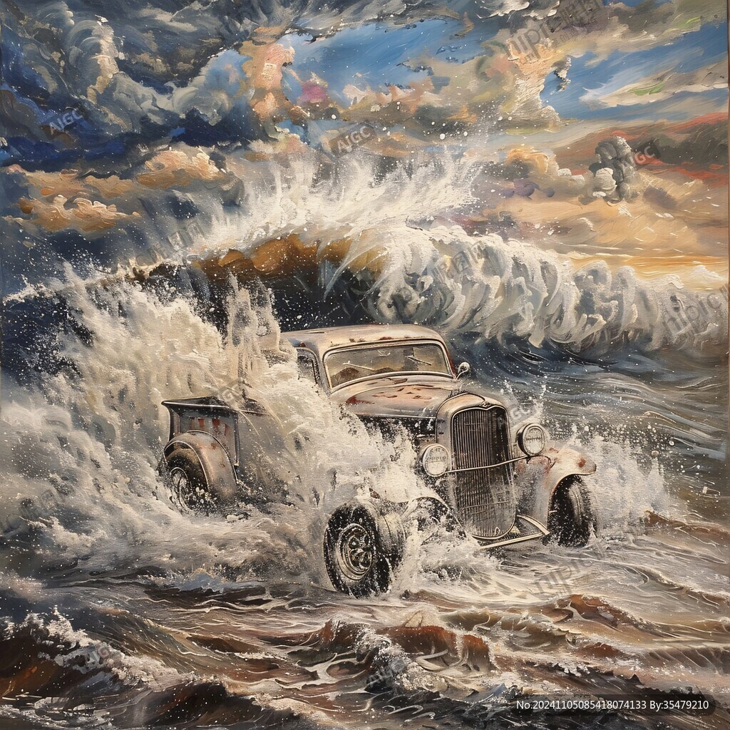 风暴油画