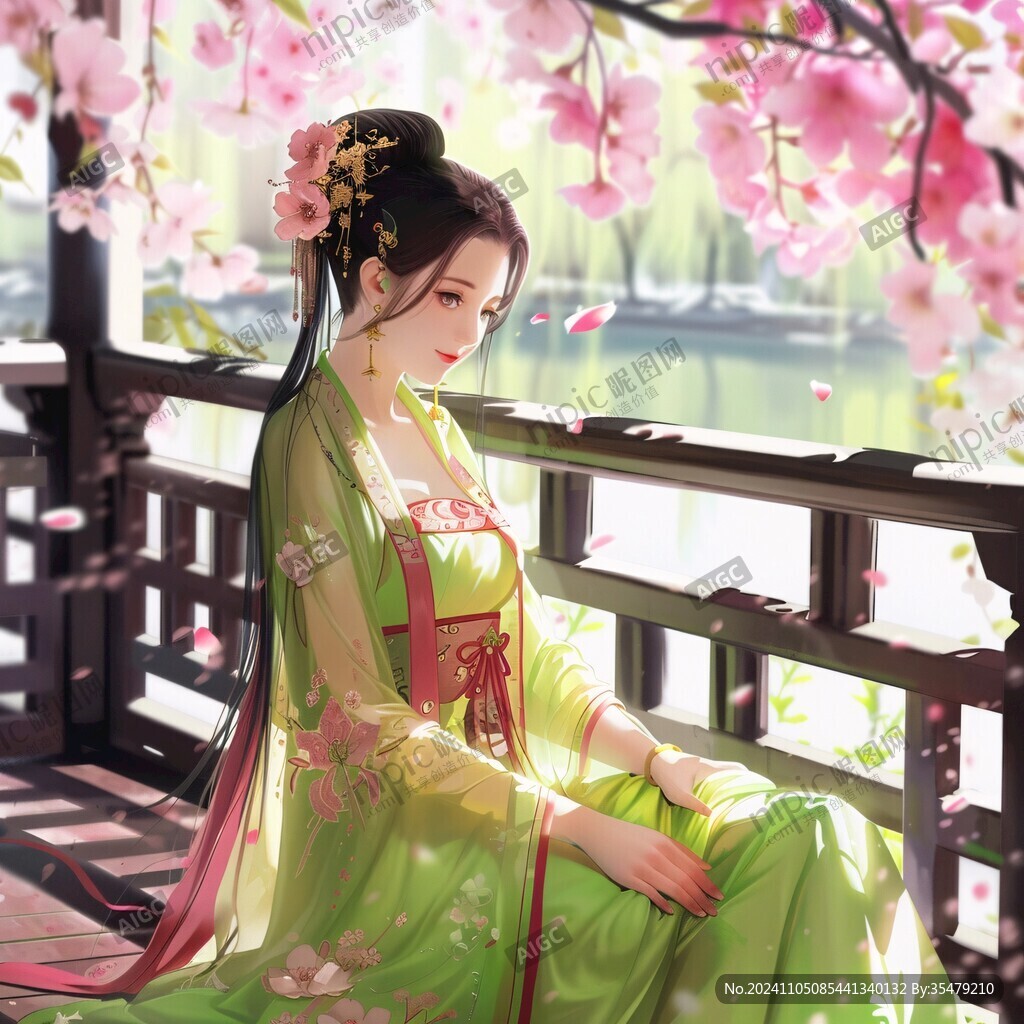 倚栏的古风美女
