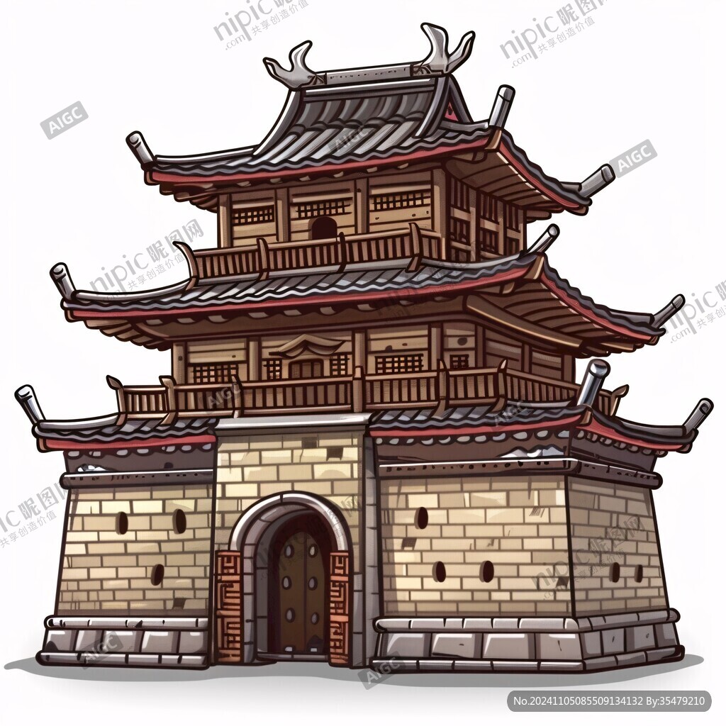 古城楼插画