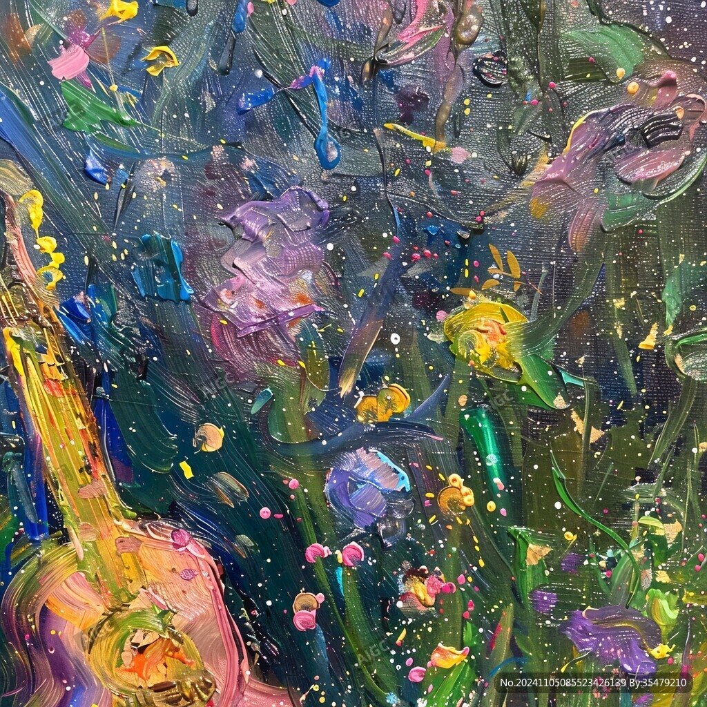 油画笔触花卉设计