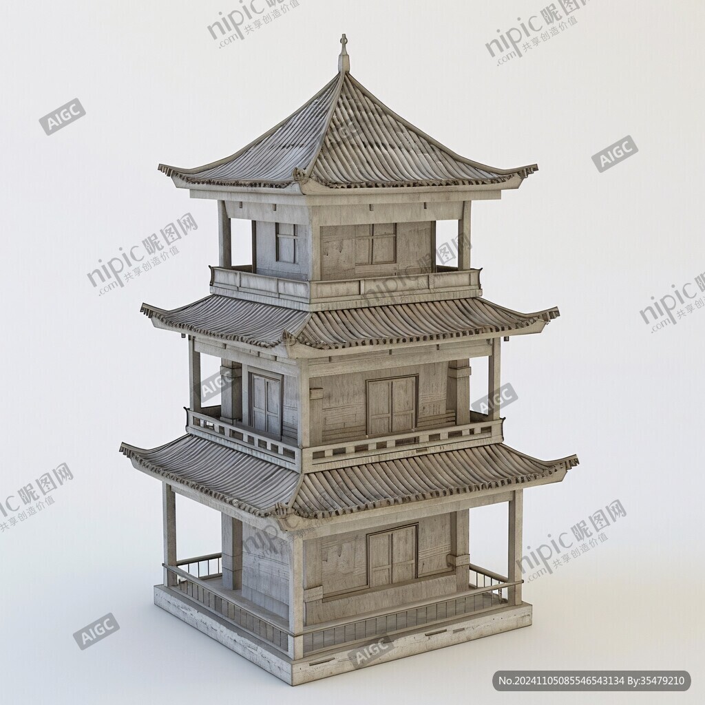 古代望楼模型