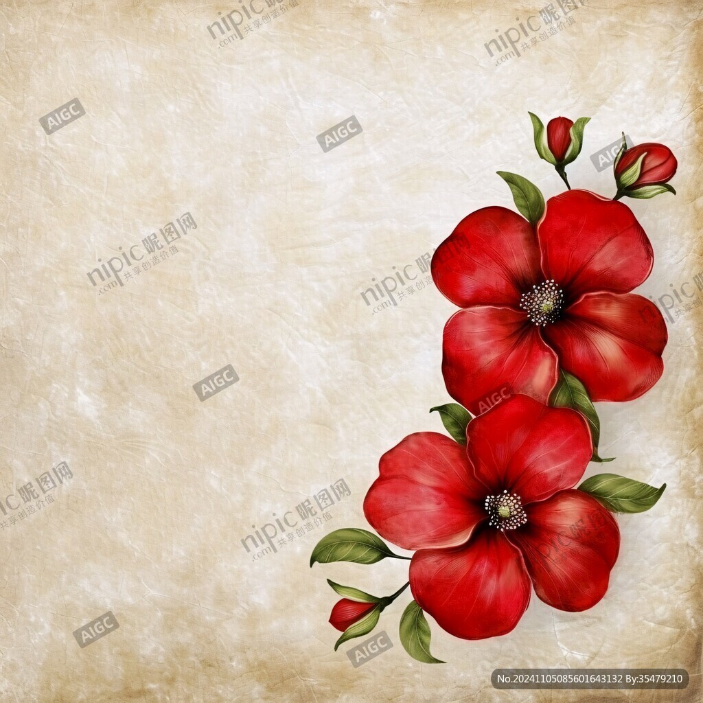 红色鲜花壁画