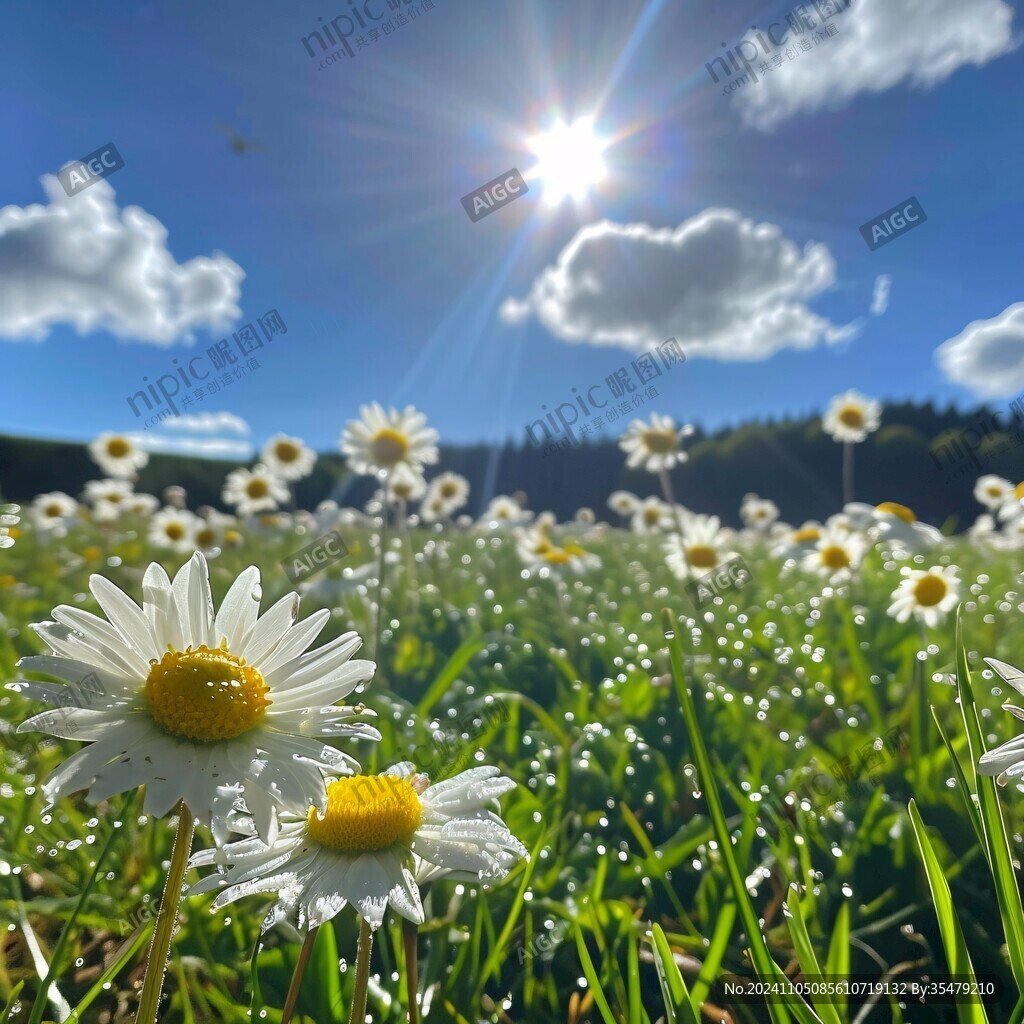 阳光照在雏菊上