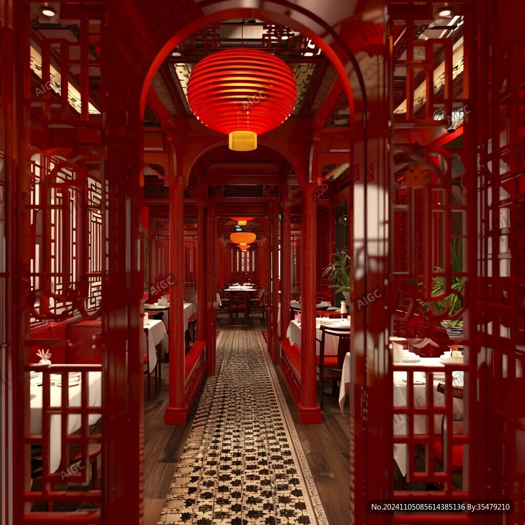 红色调国风餐厅