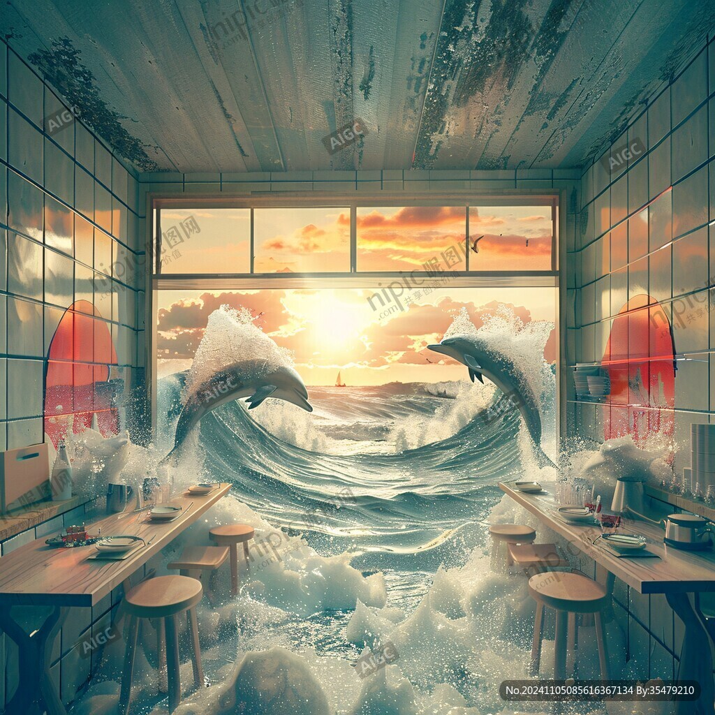 海啸和潮汐背景墙