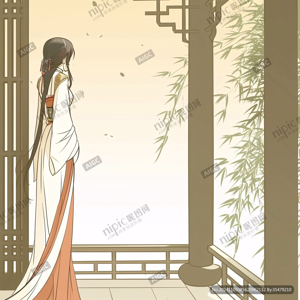 倚栏的古风美女