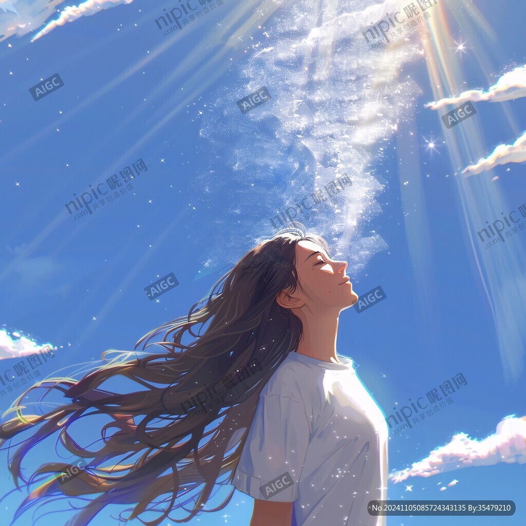 沐浴阳光的女孩