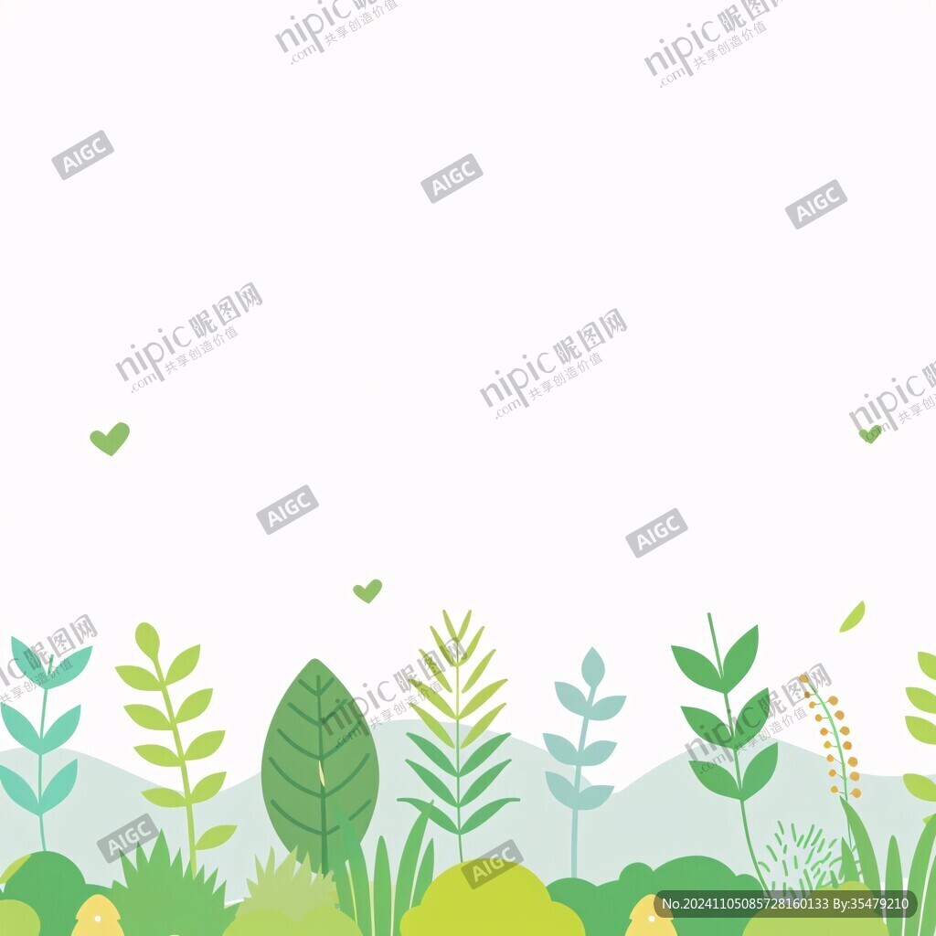 卡通草丛树木插画