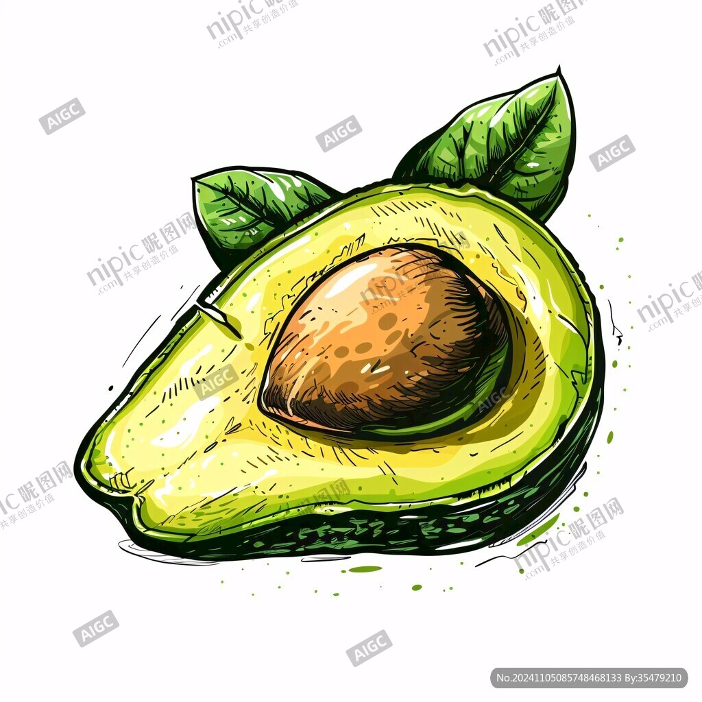 牛油果水果插画