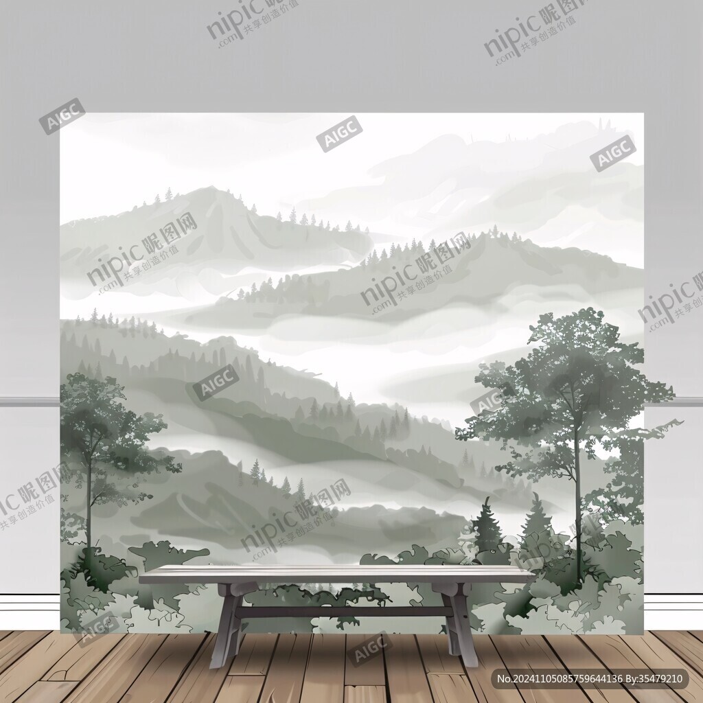 手绘山林风光