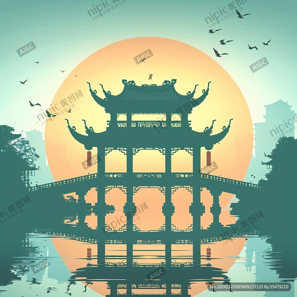 牌坊插画