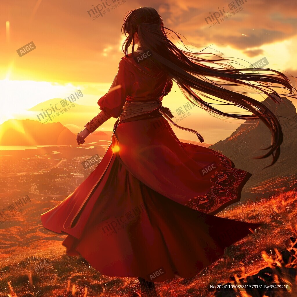 红衣少女设计古风