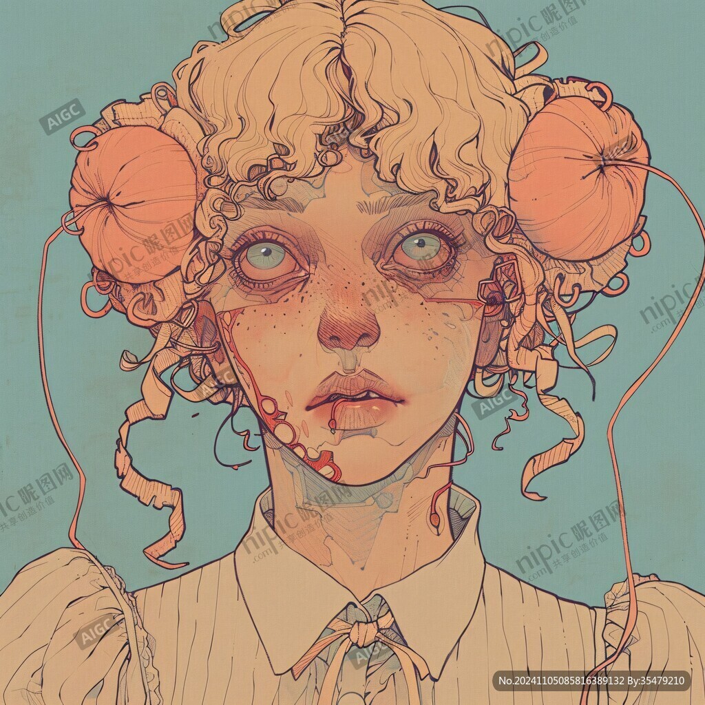 扭曲人像插画